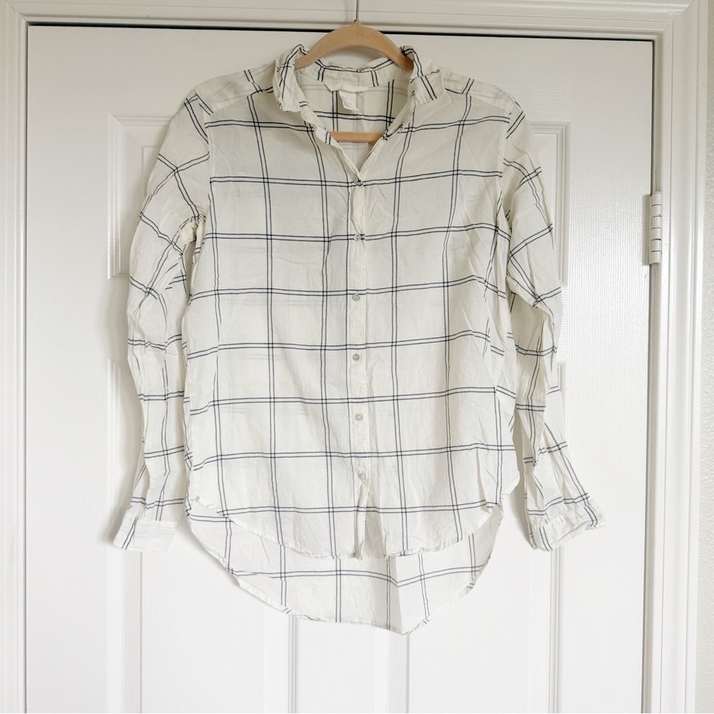 H&M Cream and Black Plaid Shirt